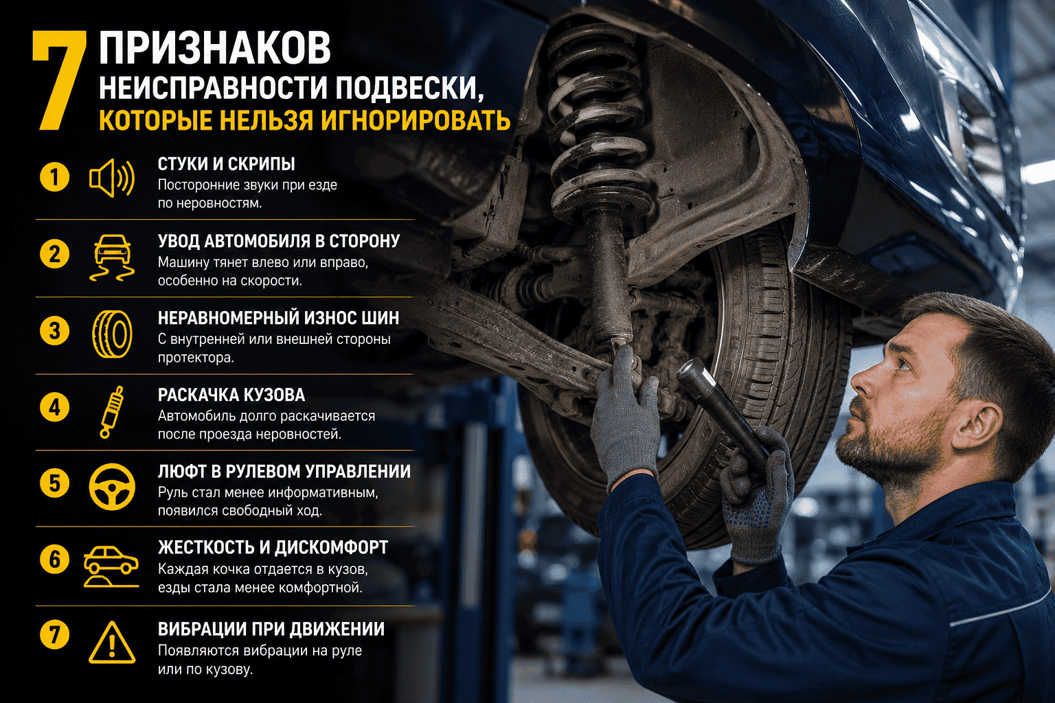 Признаки неисправности подвески